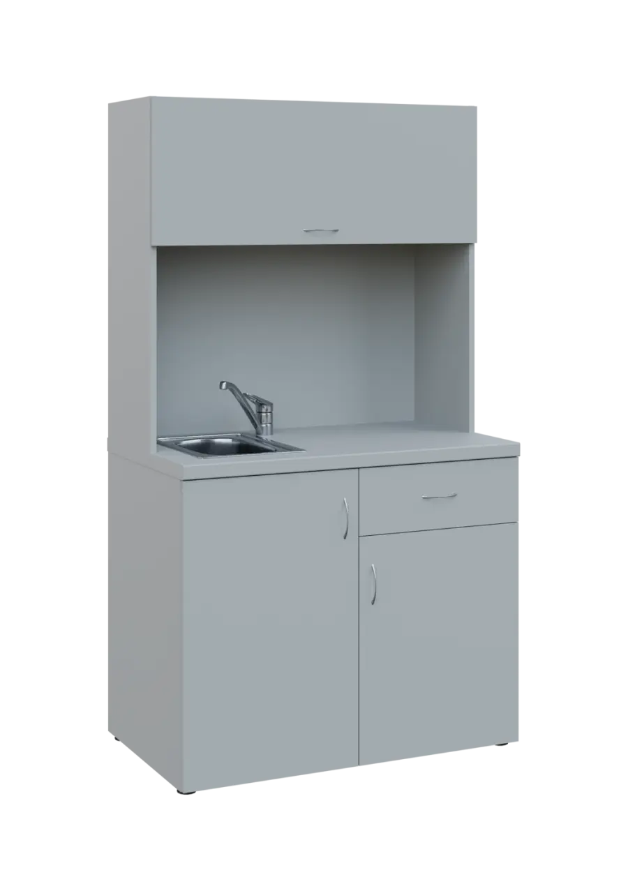 KUCH - SIMPLE 3 kuchyňka s výklopem (dřez + baterie + lednice), 1800x1000x6000 mm, šedá